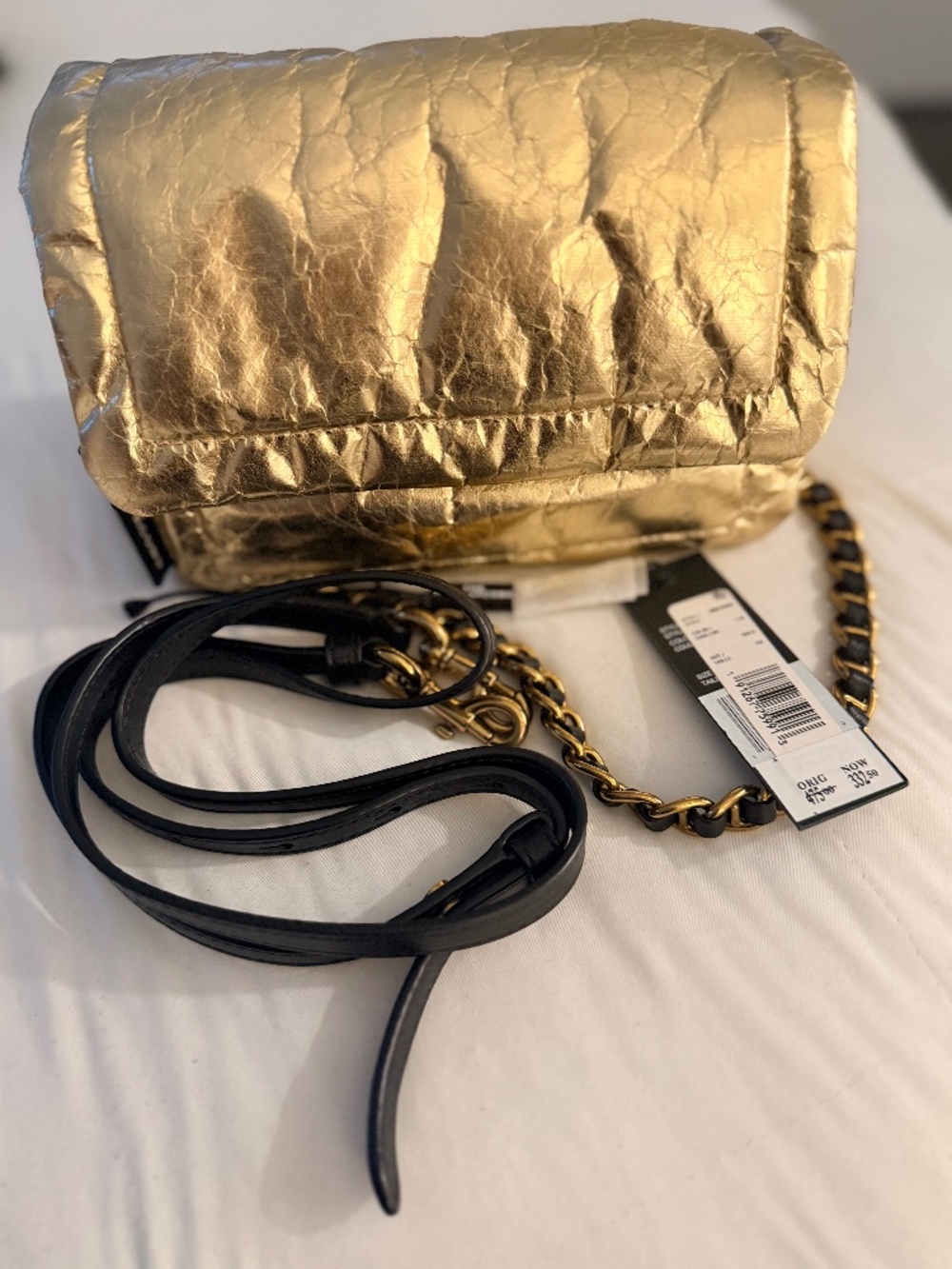 MARC JACOBS Metallic Gold Mini Pillow Shoulder Bag
